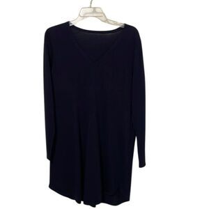 Eileen Fisher Black V-Neck Wool Sweater Dress Tunic Top Womens Size Small?